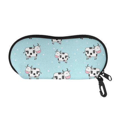 Doodle Cow Pattern Print Glasses Case