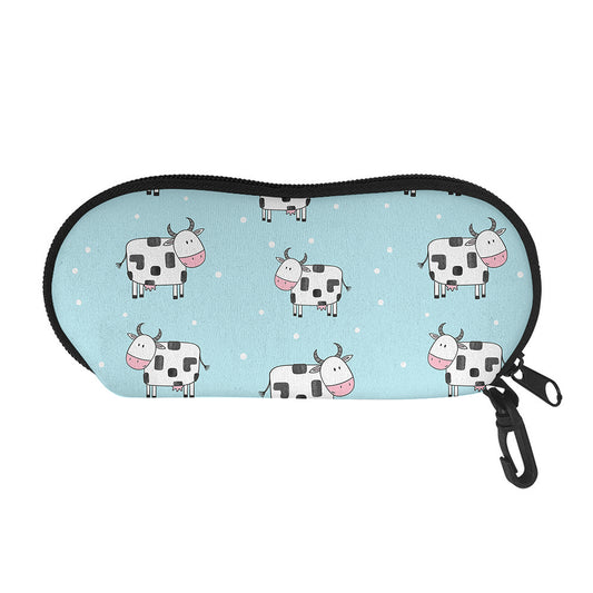 Doodle Cow Pattern Print Glasses Case