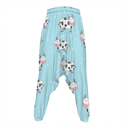 Doodle Cow Pattern Print Hammer Pants