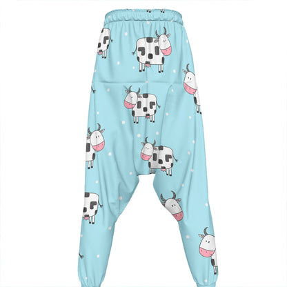Doodle Cow Pattern Print Hammer Pants