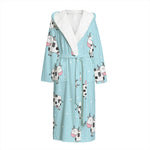 Doodle Cow Pattern Print Hooded Bathrobe