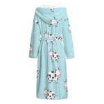 Doodle Cow Pattern Print Hooded Bathrobe