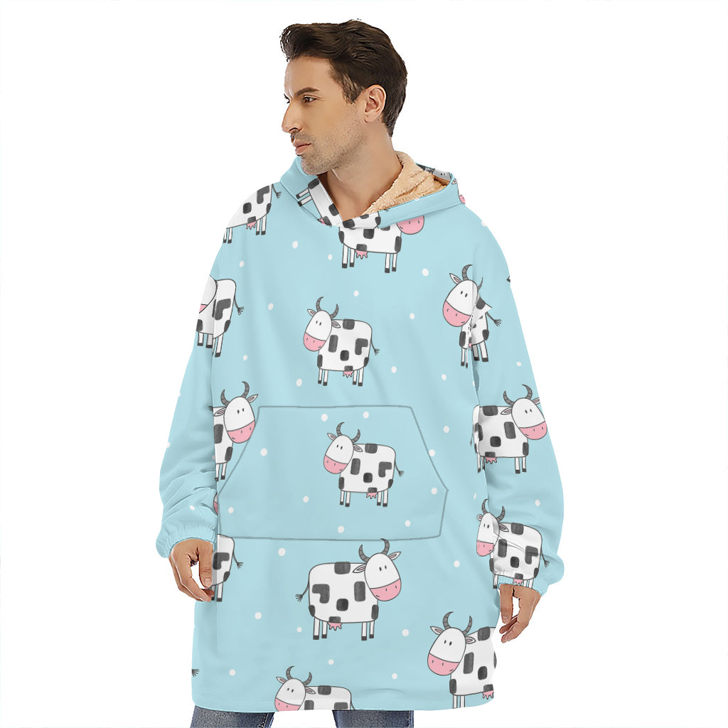 Doodle Cow Pattern Print Hoodie Blanket