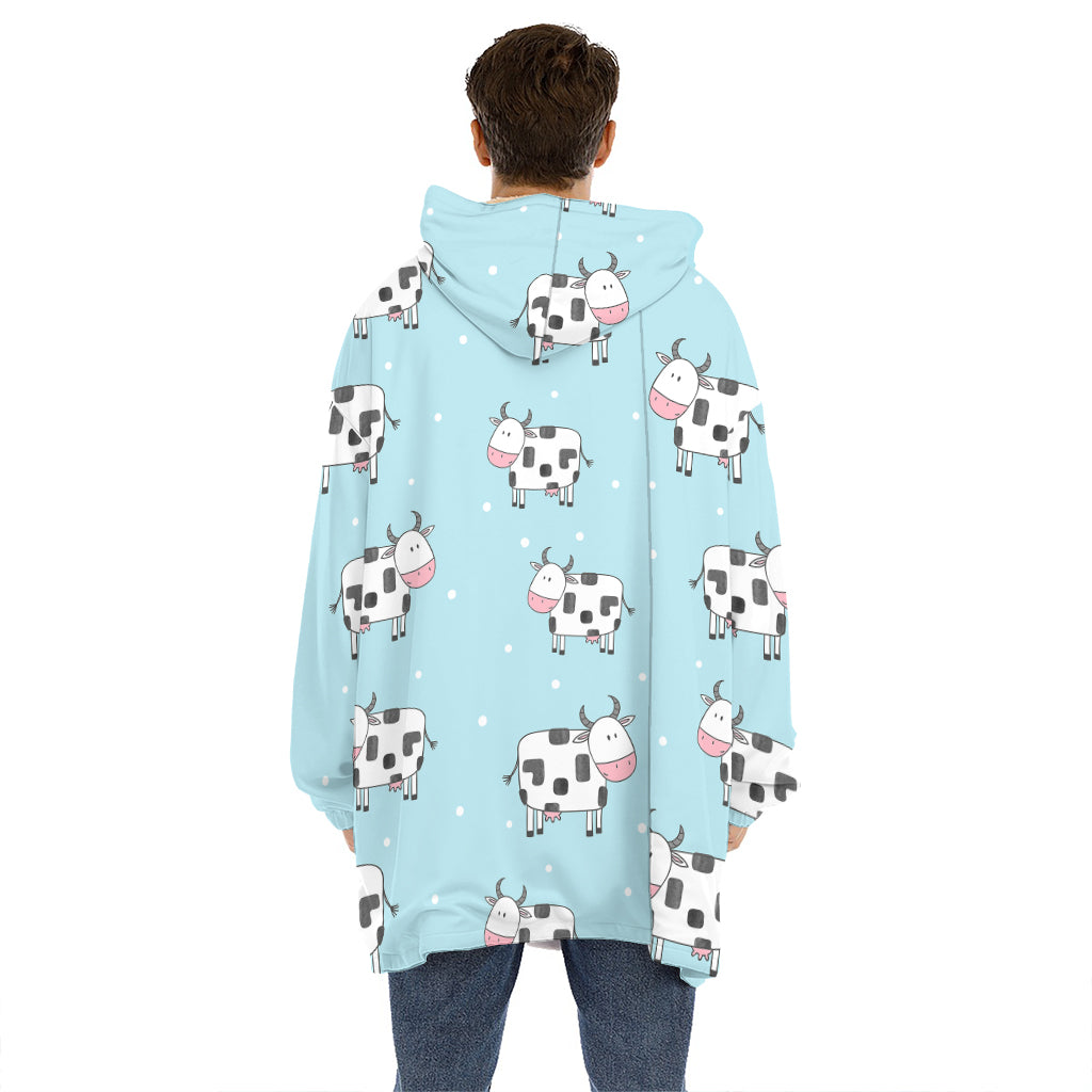 Doodle Cow Pattern Print Hoodie Blanket