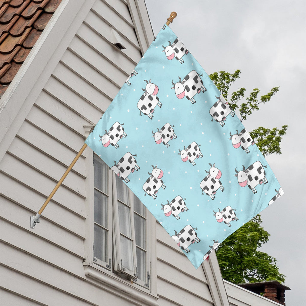 Doodle Cow Pattern Print House Flag