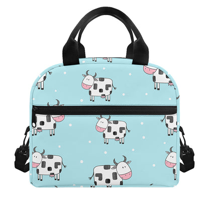 Doodle Cow Pattern Print Insulated Lunch Bag