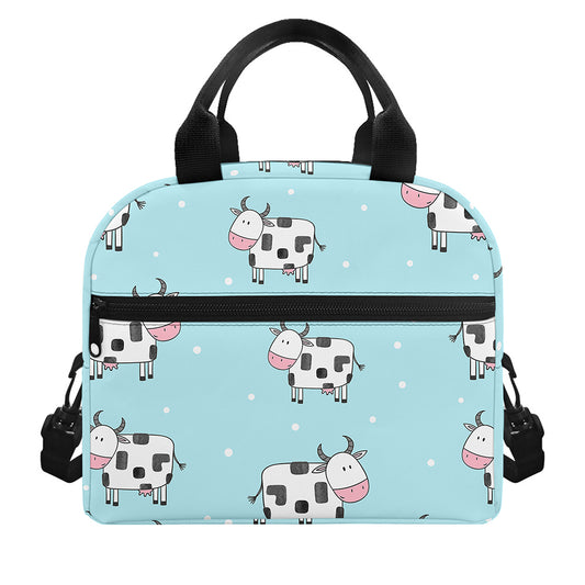 Doodle Cow Pattern Print Insulated Lunch Bag