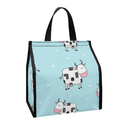 Doodle Cow Pattern Print Insulated Lunch Tote
