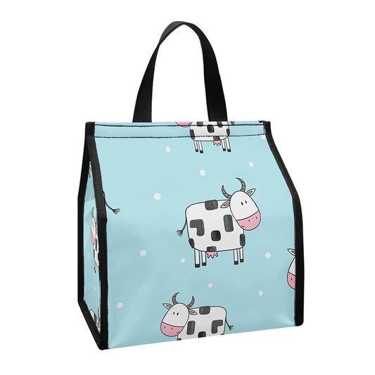 Doodle Cow Pattern Print Insulated Lunch Tote