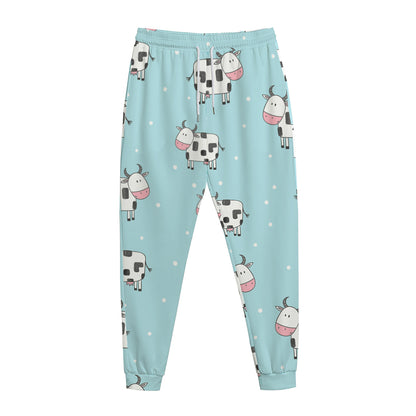 Doodle Cow Pattern Print Jogger Pants