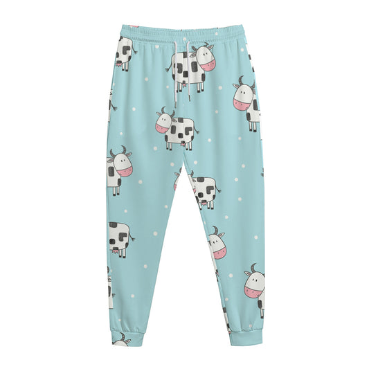 Doodle Cow Pattern Print Jogger Pants