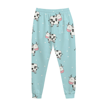 Doodle Cow Pattern Print Jogger Pants