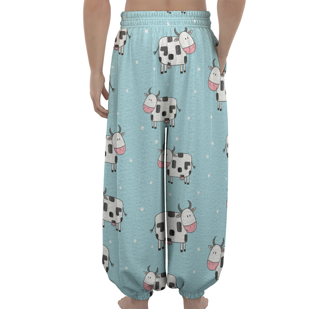 Doodle Cow Pattern Print Lantern Pants