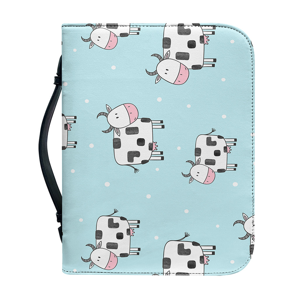 Doodle Cow Pattern Print Leather Bible Cover