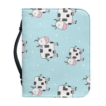 Doodle Cow Pattern Print Leather Bible Cover