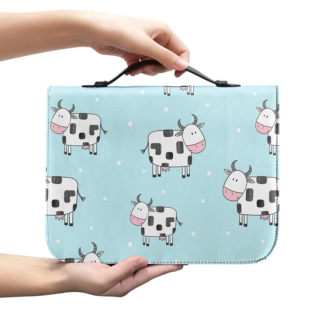 Doodle Cow Pattern Print Leather Bible Cover