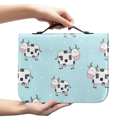 Doodle Cow Pattern Print Leather Bible Cover