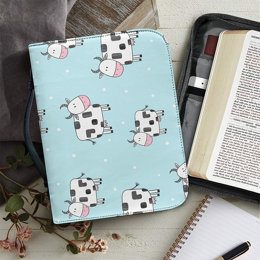 Doodle Cow Pattern Print Leather Bible Cover