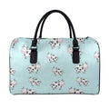 Doodle Cow Pattern Print Leather Duffel Bag