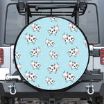 Doodle Cow Pattern Print Leather Spare Tire Cover