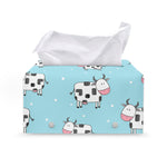 Doodle Cow Pattern Print Leather Tissue Box Cover