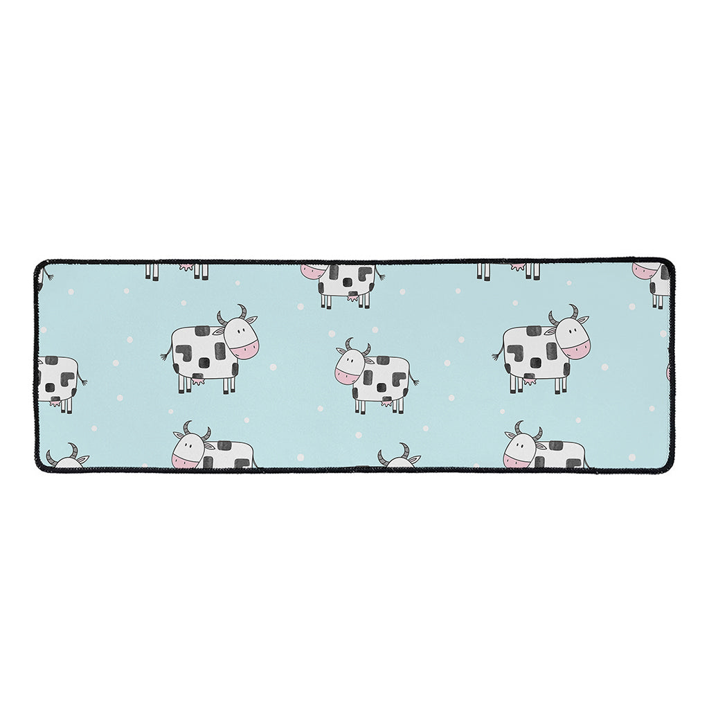 Doodle Cow Pattern Print Long Kitchen Mat