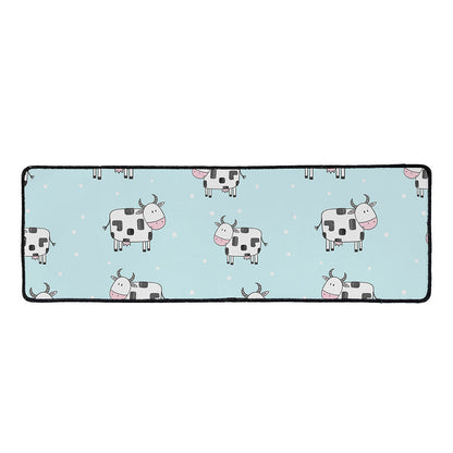 Doodle Cow Pattern Print Long Kitchen Mat