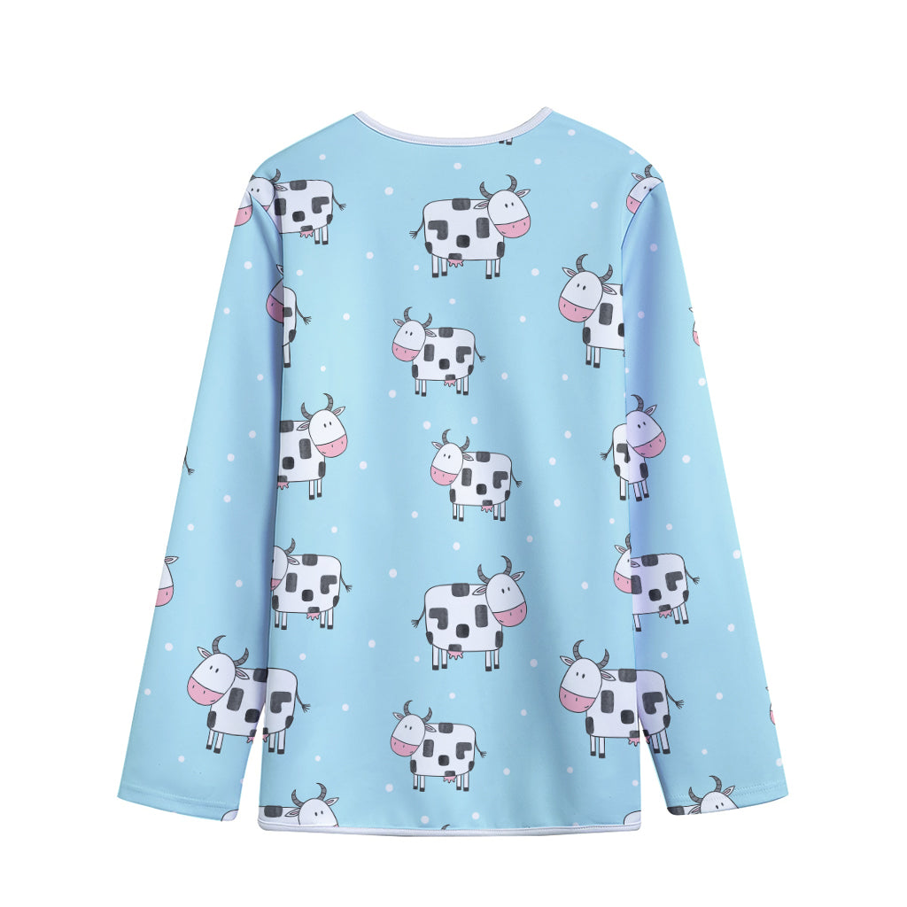Doodle Cow Pattern Print Long Sleeve Short Coat
