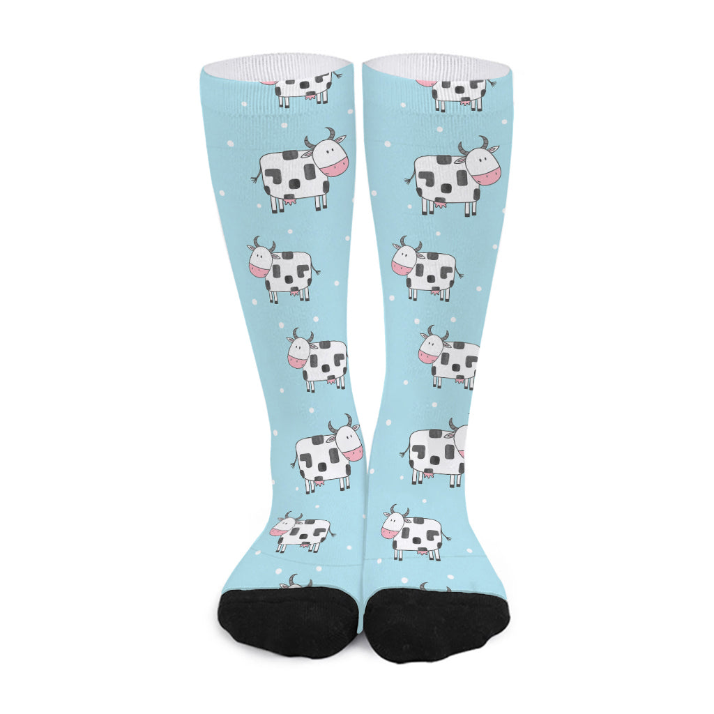 Doodle Cow Pattern Print Long Socks