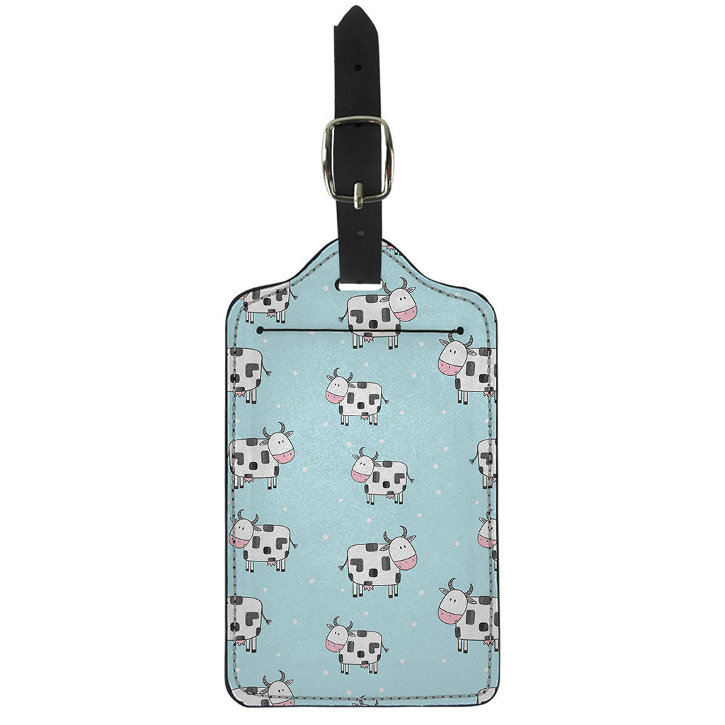 Doodle Cow Pattern Print Luggage Tag