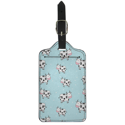 Doodle Cow Pattern Print Luggage Tag