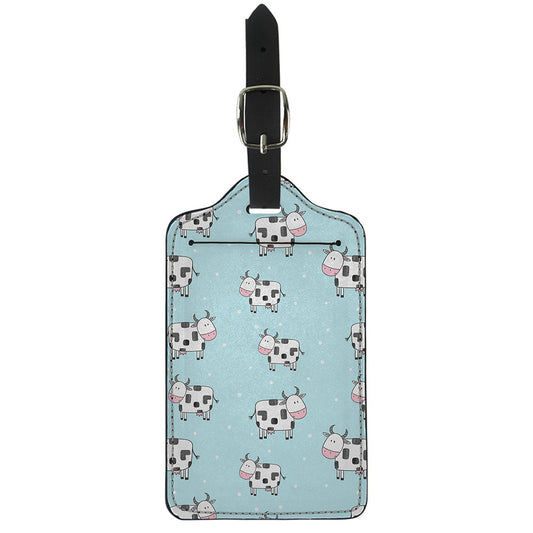 Doodle Cow Pattern Print Luggage Tag