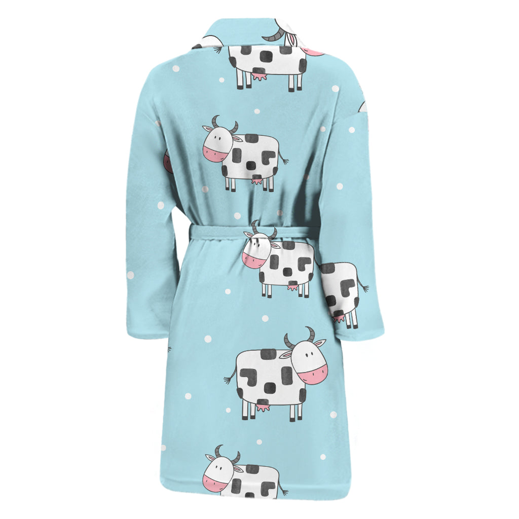 Doodle Cow Pattern Print Men's Bathrobe