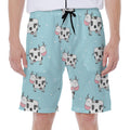 Doodle Cow Pattern Print Men's Beach Shorts