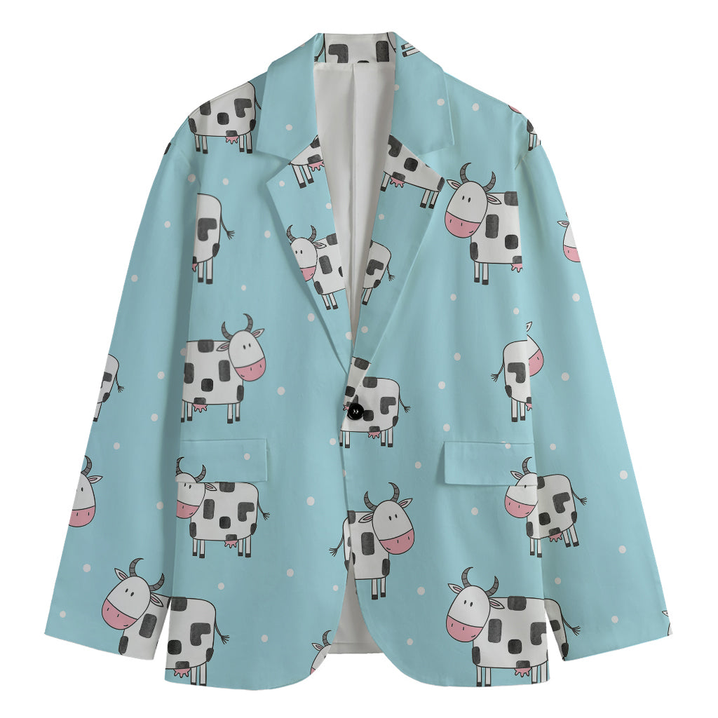 Doodle Cow Pattern Print Men's Blazer