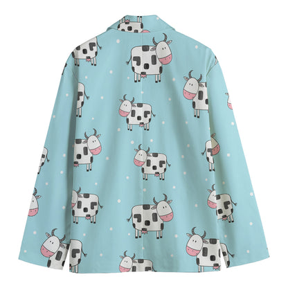 Doodle Cow Pattern Print Men's Blazer