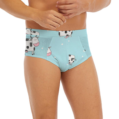 Doodle Cow Pattern Print Men's Briefs