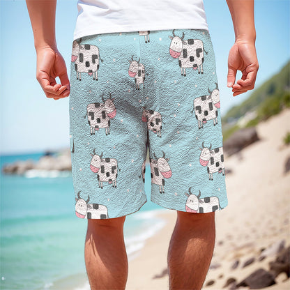 Doodle Cow Pattern Print Men's Cargo Shorts