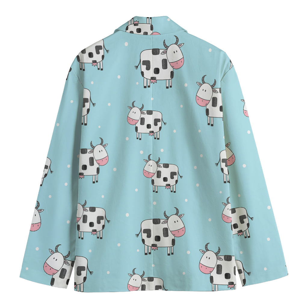 Doodle Cow Pattern Print Men's Cotton Blazer
