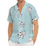 Doodle Cow Pattern Print Men's Deep V-Neck Shirt