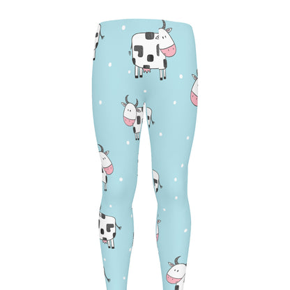Doodle Cow Pattern Print Men's leggings