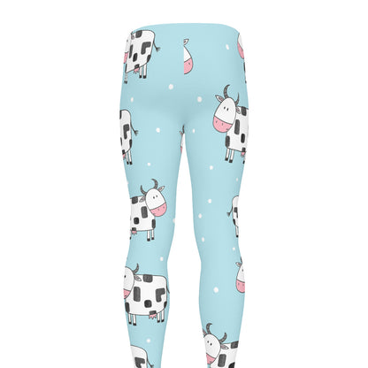 Doodle Cow Pattern Print Men's leggings