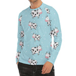 Doodle Cow Pattern Print Men's Long Sleeve Rash Guard