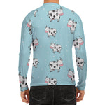 Doodle Cow Pattern Print Men's Long Sleeve Rash Guard