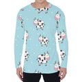Doodle Cow Pattern Print Men's Long Sleeve T-Shirt