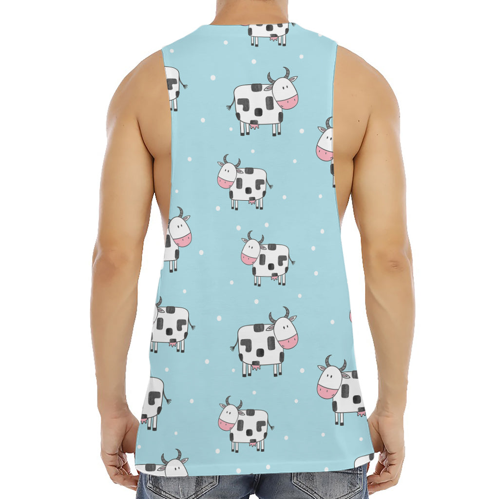 Doodle Cow Pattern Print Men's Muscle Tank Top