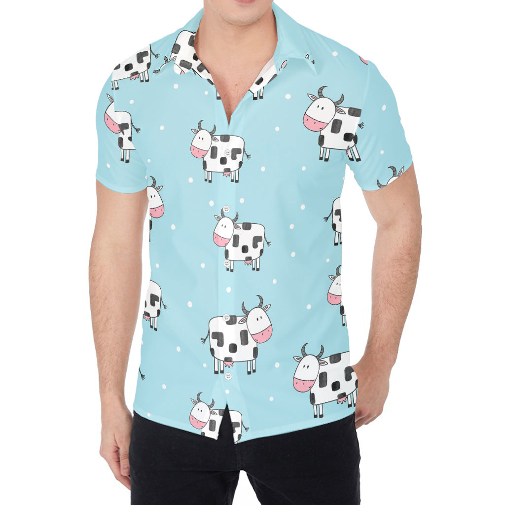 Doodle Cow Pattern Print Men's Shirt