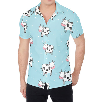Doodle Cow Pattern Print Men's Shirt