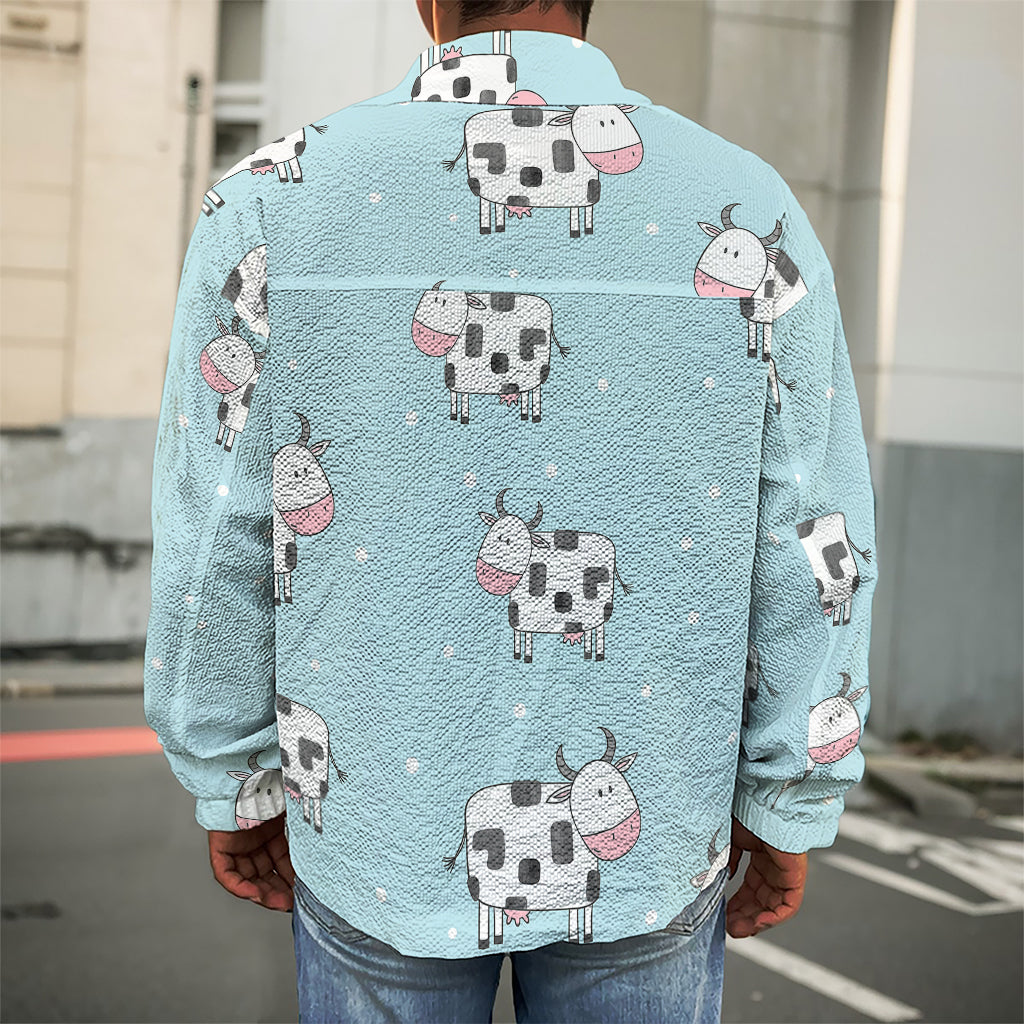 Doodle Cow Pattern Print Men's Shirt Jacket