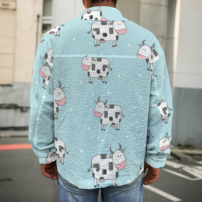 Doodle Cow Pattern Print Men's Shirt Jacket